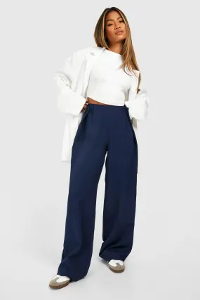 Waist Button Detail Wide Leg Pants