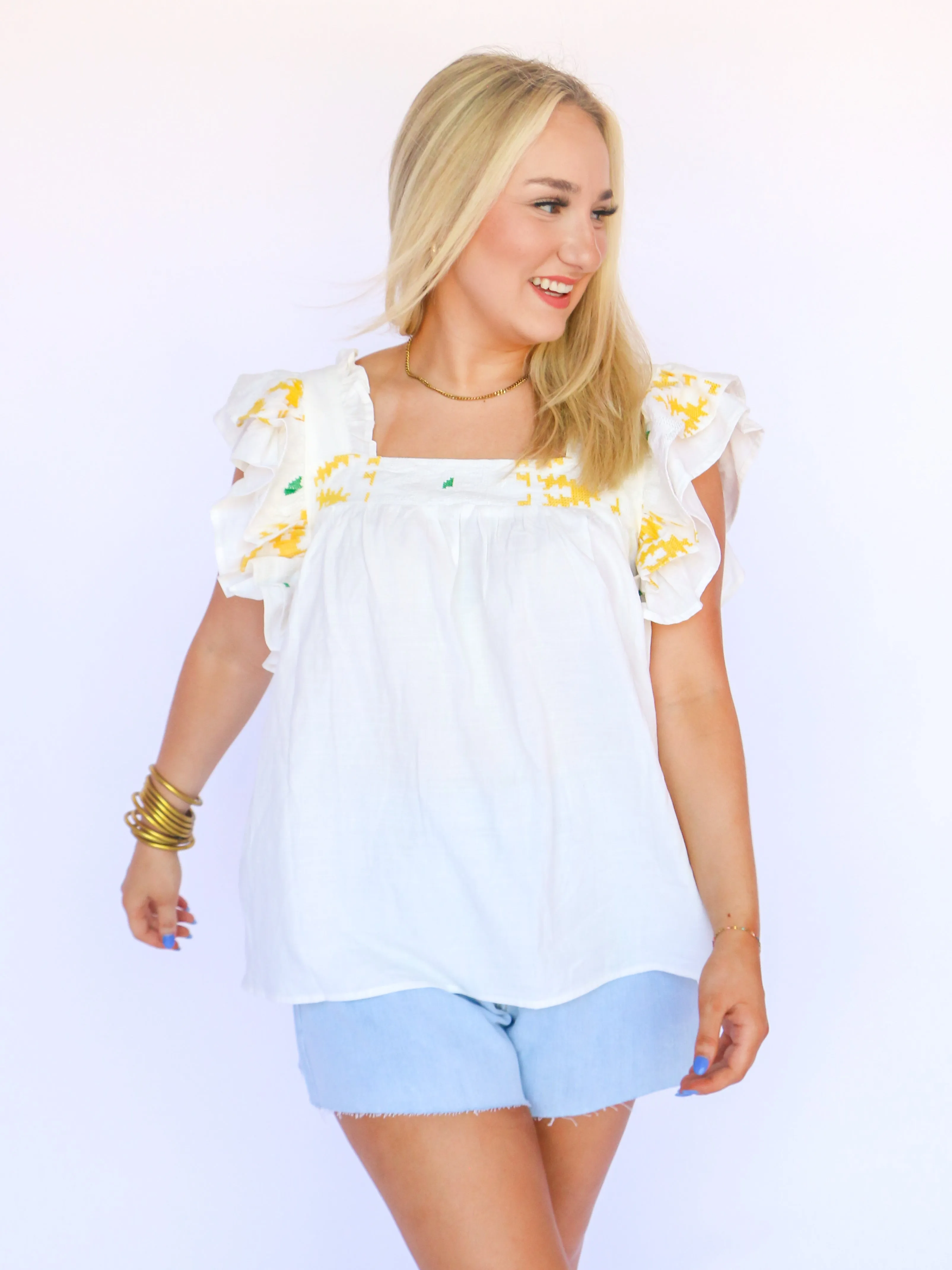 White Square Neck Sleeveless Top