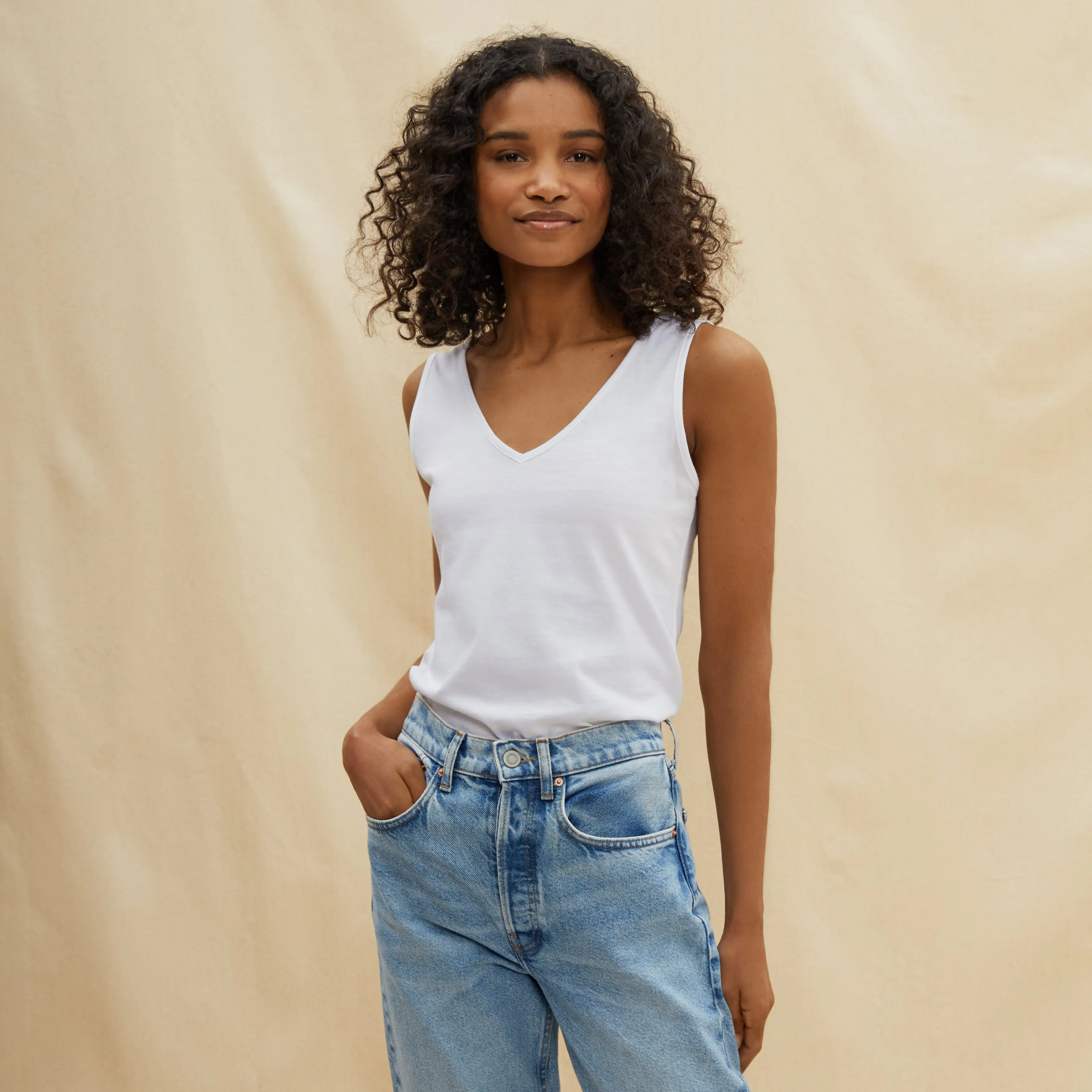 White V Neck Vest