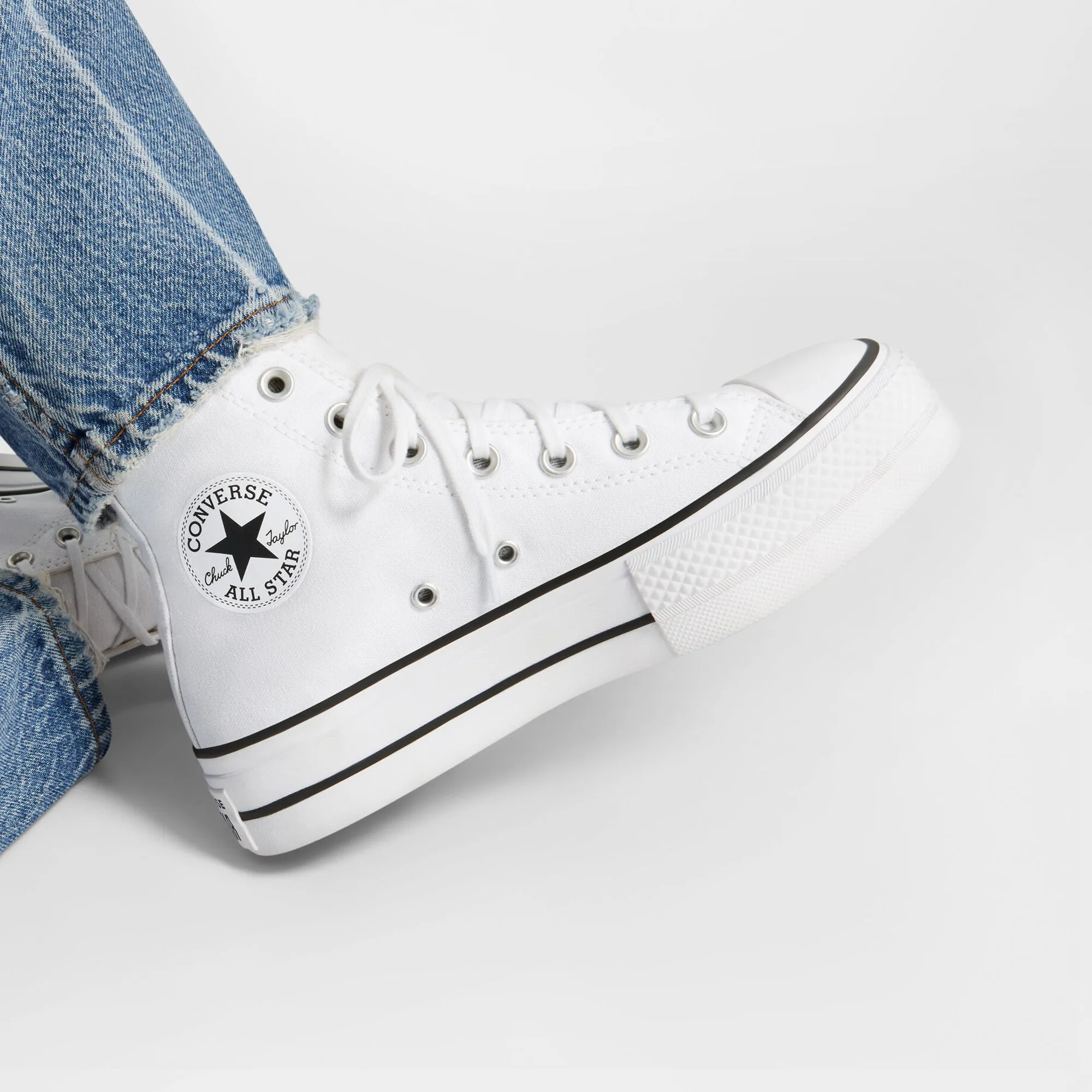 Women's Converse Canvas Platform Chuck Taylor All Star High Top Shoes White