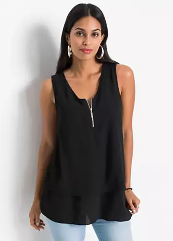 Zip Collar Sleeveless Top by bonprix | Look Again